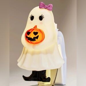 Bath & Body Works Ghost Nightlight with Pumpkin and Pink Bow